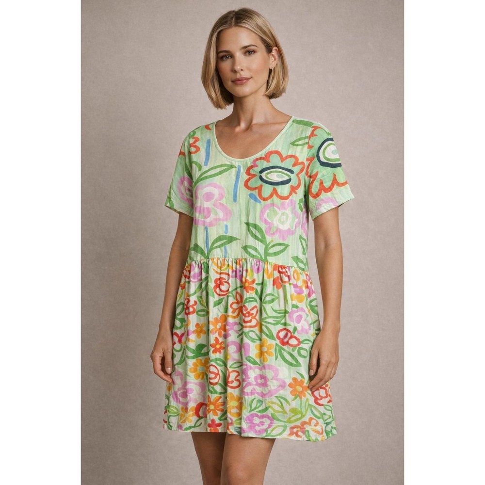 JAMS WORLD‎ Hoki Poki Floral Women's MEDIUM Hattie Dress MADE IN USA W336 VTG